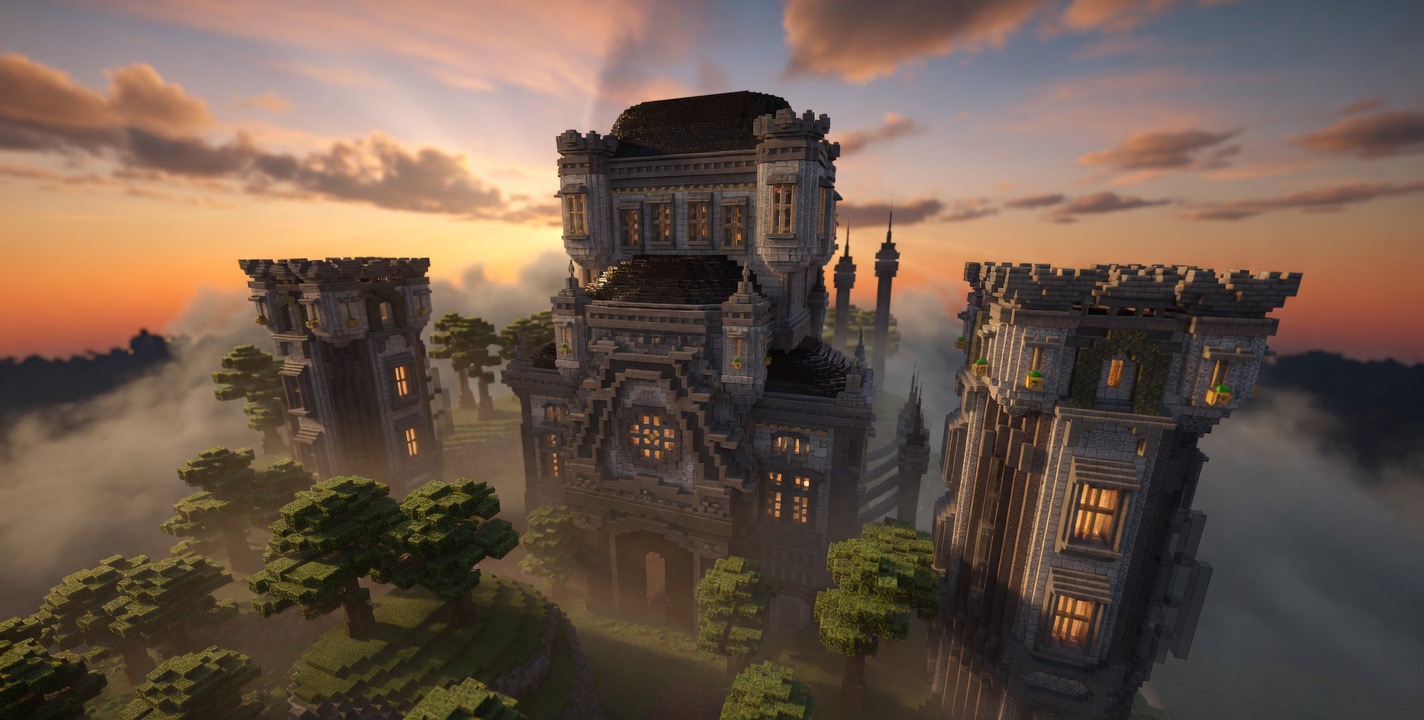 Gray stone citadel Minecraft build